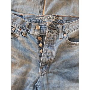American Eagle Jeans Womens 6  Distress Blue Vintage Hi-Rise Straight Button Fly